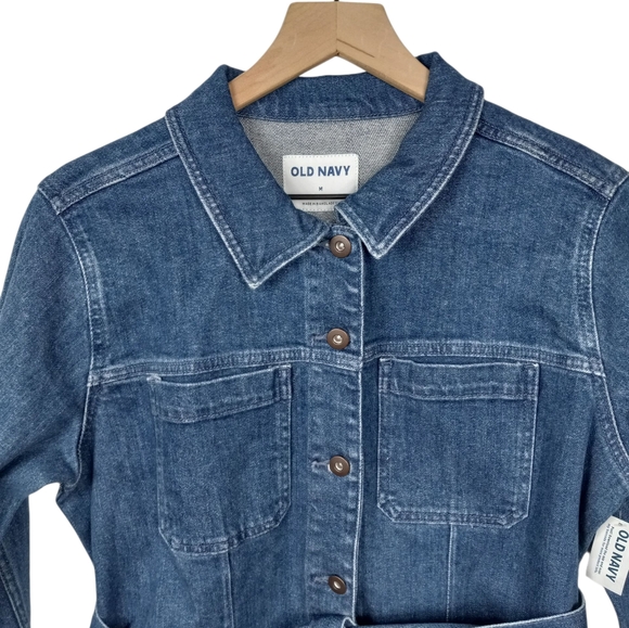 Old Navy Women's Blue Denim Belted Jacket 21in Pit to Pit 27in in Length - Picture 3 of 8